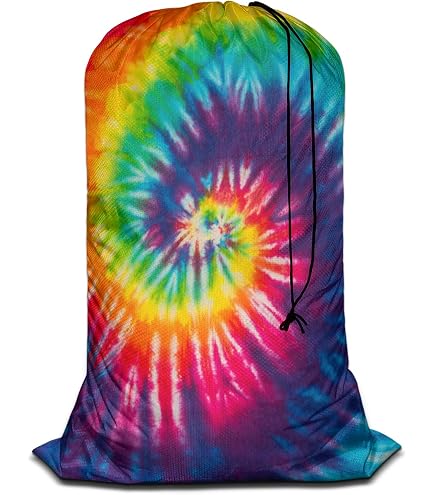 Swono Hippie Wäschesack XL – Peace-Symbol, Pilze & Blumen, 71,1x101,6 Cm, Mit Kordelzug, Maschinenwaschbar