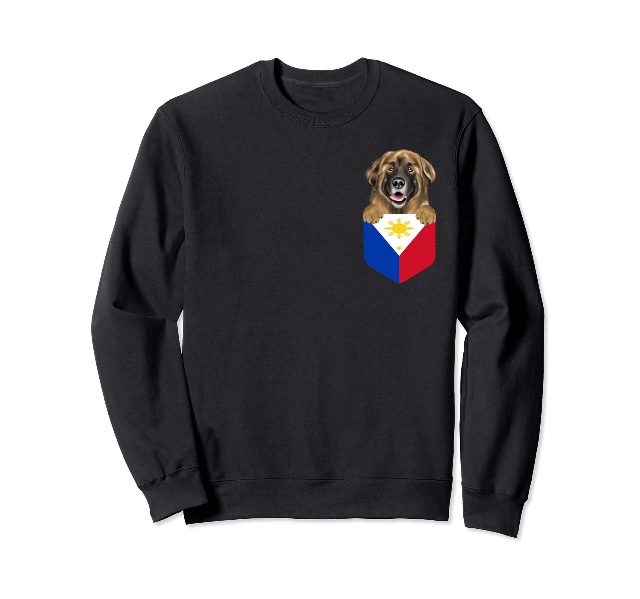 Philippines Flag Leonberger Dog In Pocket Sweatshirt