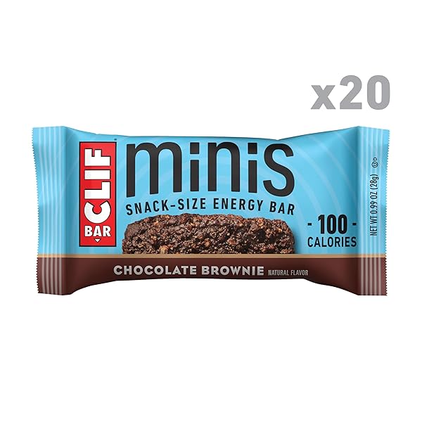 CLIF BAR MINIS – CHOCOLATE BROWNIE FLAVOR – MADE WITH ORGANIC OATS – 4G PROTEIN – NON-GMO – PLANT BASED – SNACK-SIZE ENERGY BARS – 0.99 OZ. (20 PACK)