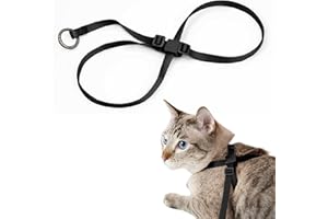 BuddyArmor Cat Harness Escape-Proof Anti-Choking Adjustable Nylon Harness Lightweight with Anodized Aluminum Buckle, Ideal for Cats Outdoor Walking Training, IDA Award (Midnight Black, M (17.7"))