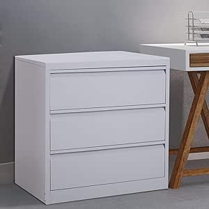 Festnight - Armario archivador de acero con 3 cajones para oficina