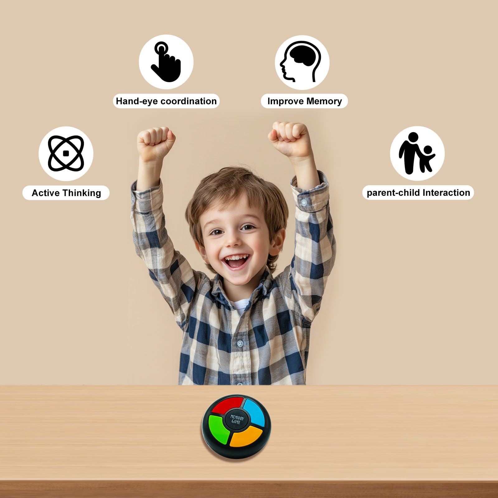 Handheld Memory Games for Kids Ages 4-8, Light Up Electronic Toys, Car Travel Board Games for Kids,Birthday Gifts for 3-12 Year Old Boys