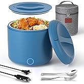Monteka 41-oz Portable Electric Heated Lunch Box for Adults, 100W Spill-Proof & Dishwasher-Safe Food Warmer for Office/Car/Travel, 12V/24V/110V/220V Universal Voltage, Ideal Gift for Men & Women