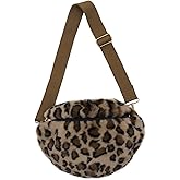Fuzzy Fanny Pack for Women Faux Fur Belt Bum Bag Small Casual Crossbody Purse Waist Packs Leopard Print Travel Bags