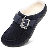 JOINFREE Womens Fuzzy Slippers Cozy Wide Mules Adjustable Diabetic Slippers Warm Memory Foam House Clogs Slipper Indoor Outdoor Potato Shoes for Edema Swollen Feet