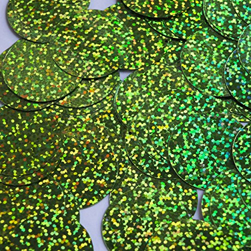 Round Flat Sequin 40mm Lime Green Hologram Glitter Sparkle. Couture Paillettes. Made in USA