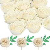 3D Mini White Roses Artificial Flowers, Mini Paper Flowers Decorations for Custom Shadow Box Frame, Handmade Crafts DIY Gift (18 Pieces, Milky)