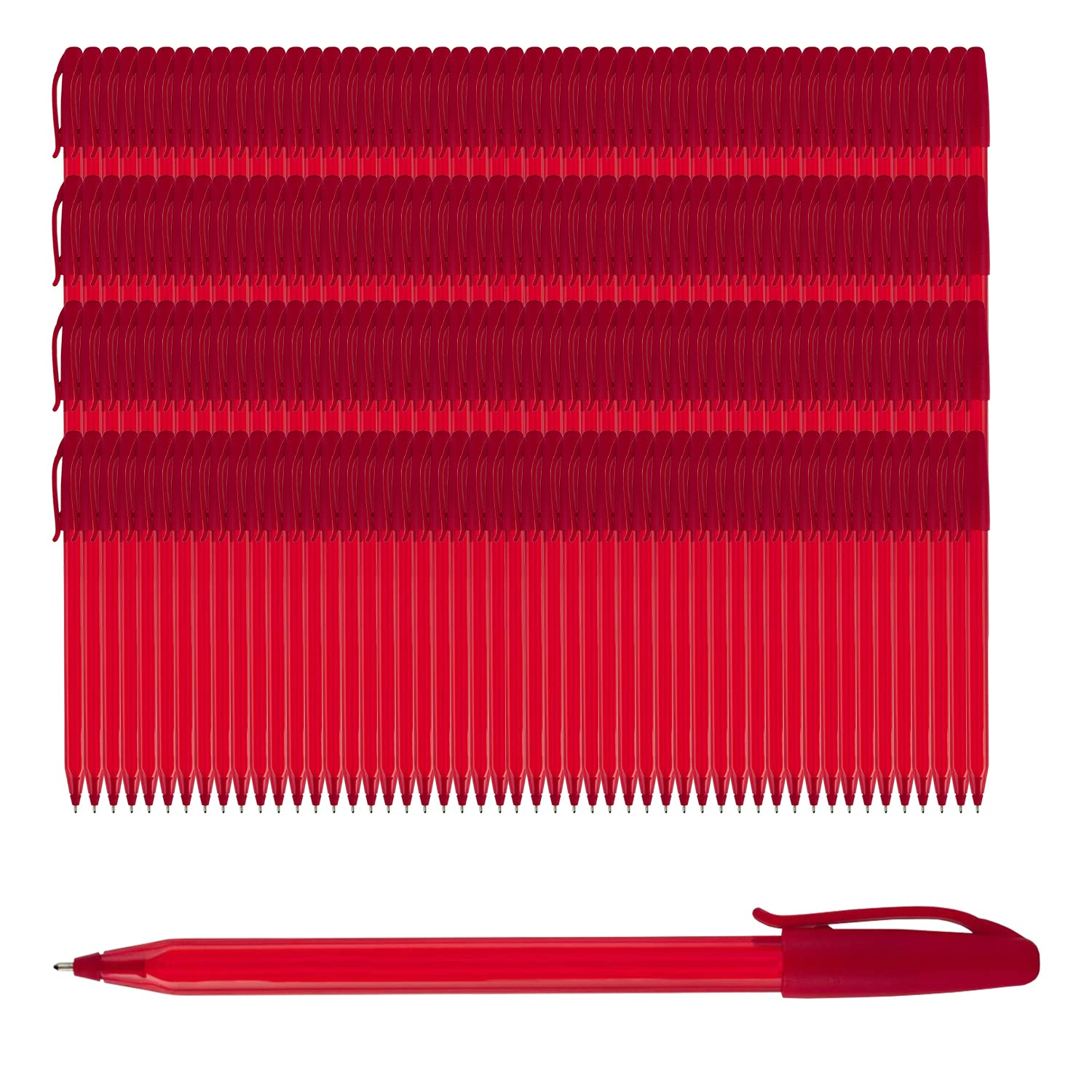 Glamza Ballpoint Pens 0.7mm Red Ink Retractable Writing Pens Multipack Bulk x200 (Model IJ100)