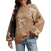 ATHMILE Fall Sweaters for Women 2026 Fashion Cute Bow Knit Pullover Trendy Long Sleeve Oversized Sweater Winter Clothing