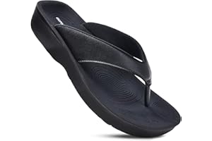 AEROTHOTIC Slip On Recovery Footwear Plantar Fasciitis Flip Flops for Women Yoga Mat Outdoor Walking Beach Ladies Arch Support Summer Thong Dressy Casual Sandals Comfortable Vacation Essentials