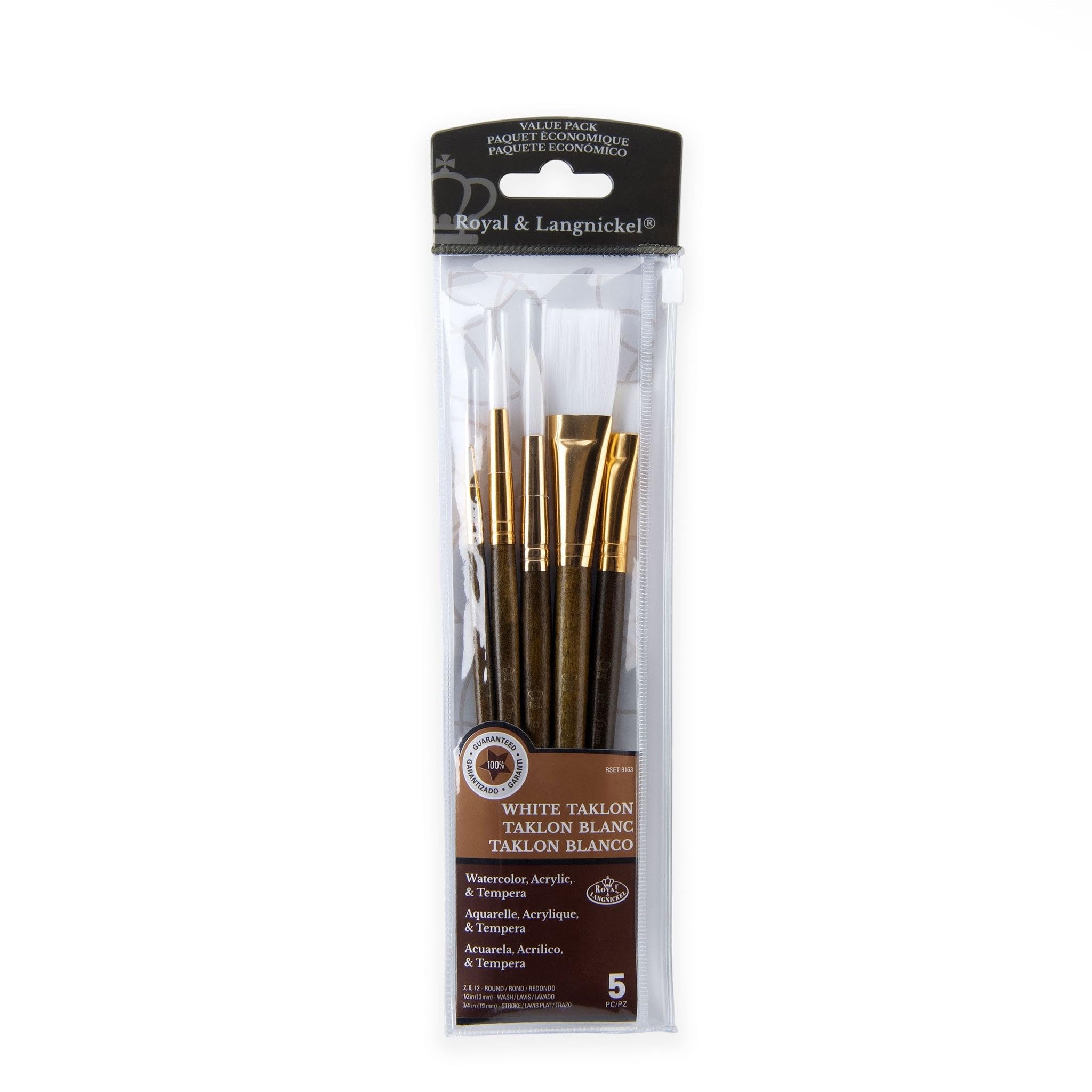Royal and Langnickel RSET-9163 Taklon Variety Brush Set - White (Pack of 5)