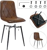 Artist Hand Set of 6 Dining Chairs Faux Suede Brown Metal Legs view 9