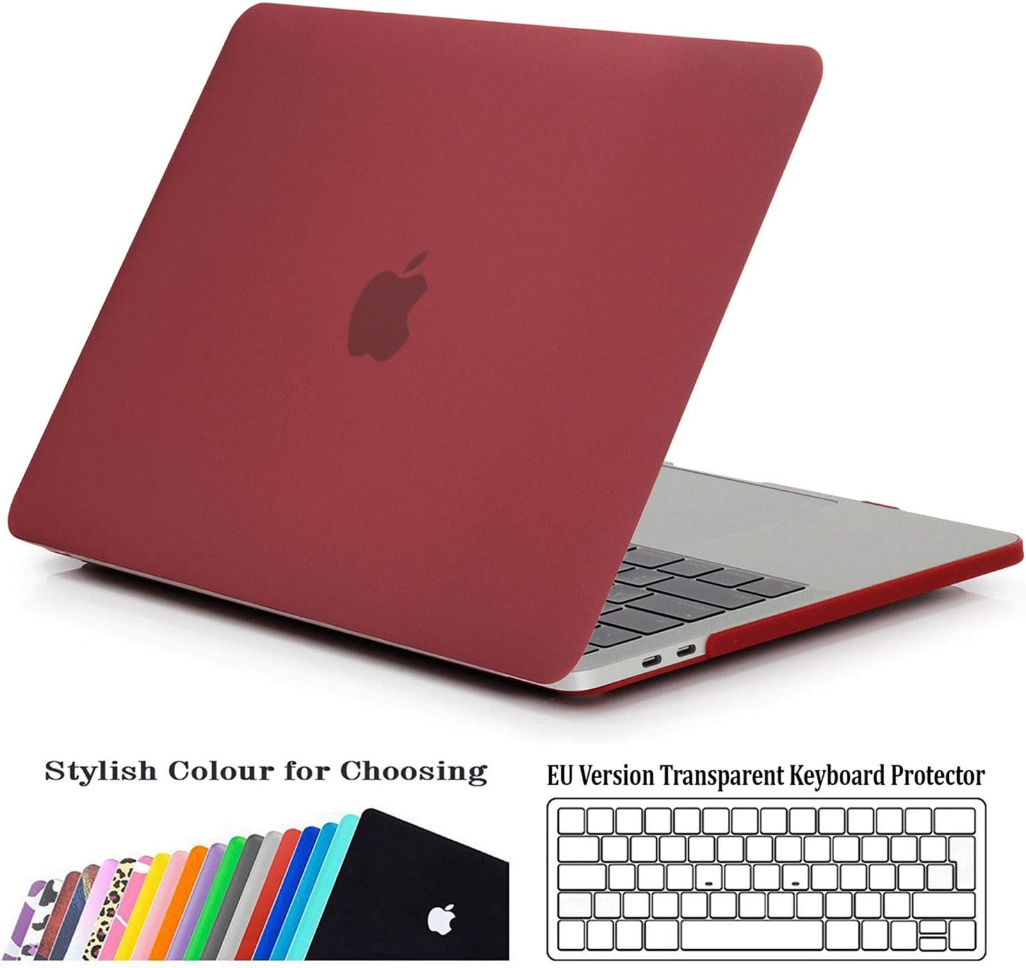iNeseon Case for Macbook Pro 13 (2019 2018 2017 2016), Plastic Hard Shell Cover and Keyboard Cover for Macbook Pro 13-inch (A2159 A1989 A1706 A1708), Ruby Red