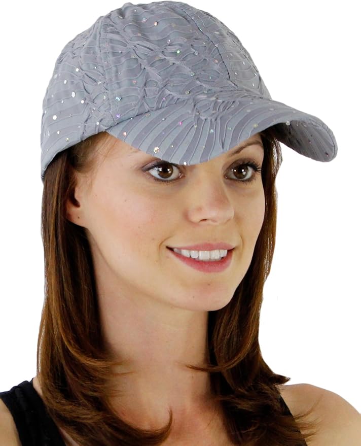 Glitzy Game Sequin Trim Baseball Cap for Ladies, Silver at Amazon Women