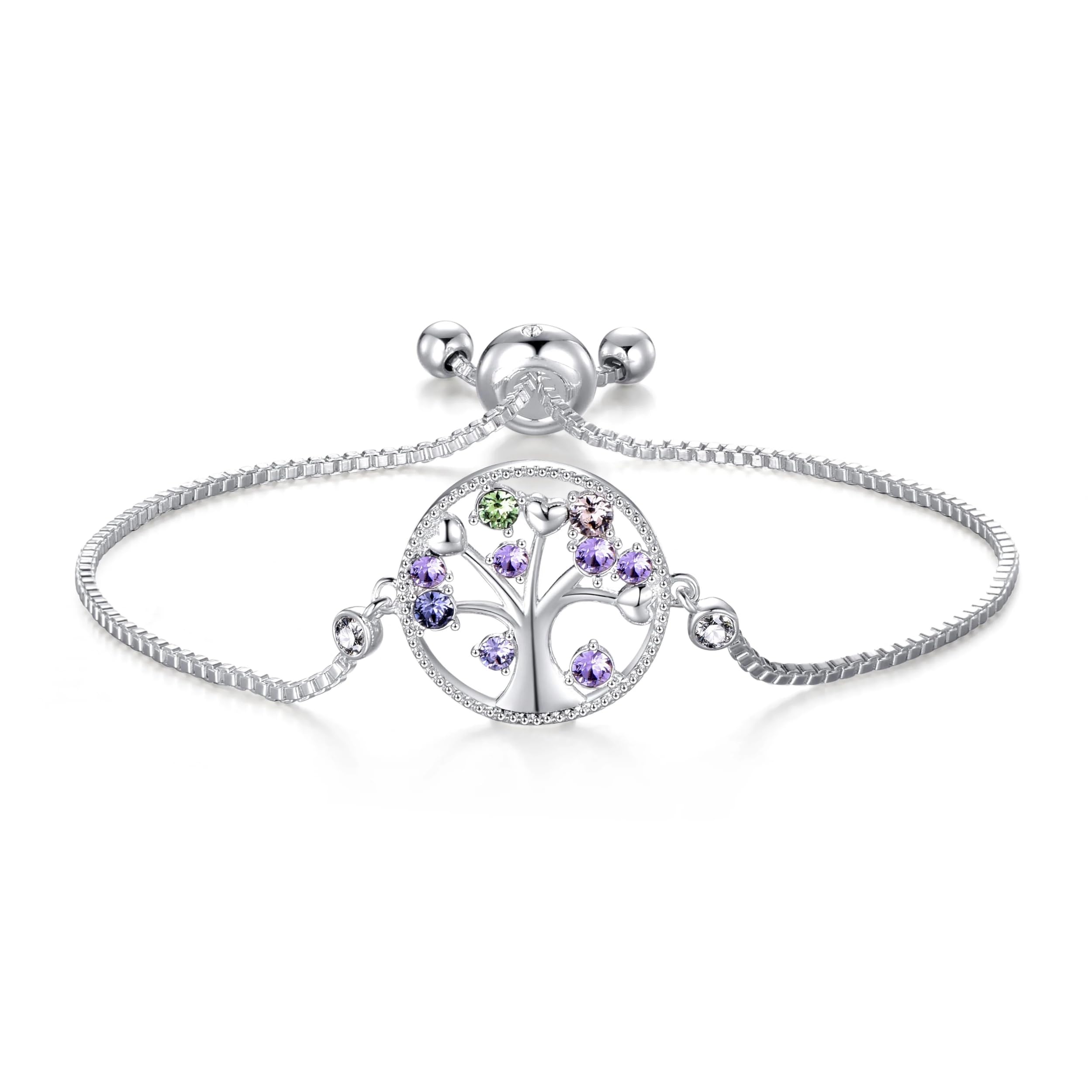 Philip Jones Silver Plated Chakra Tree of Life Bracelet Created with Zircondia® Crystals