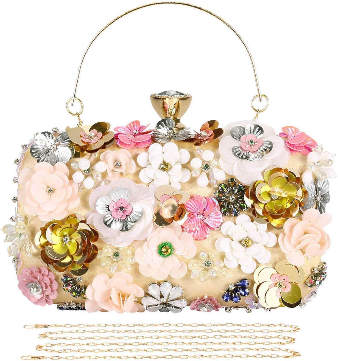 Selighting Colorful Flower Clutch Evening Bags for Women Formal Bridal Wedding Clutch Purse Prom Cocktail Party Handbags