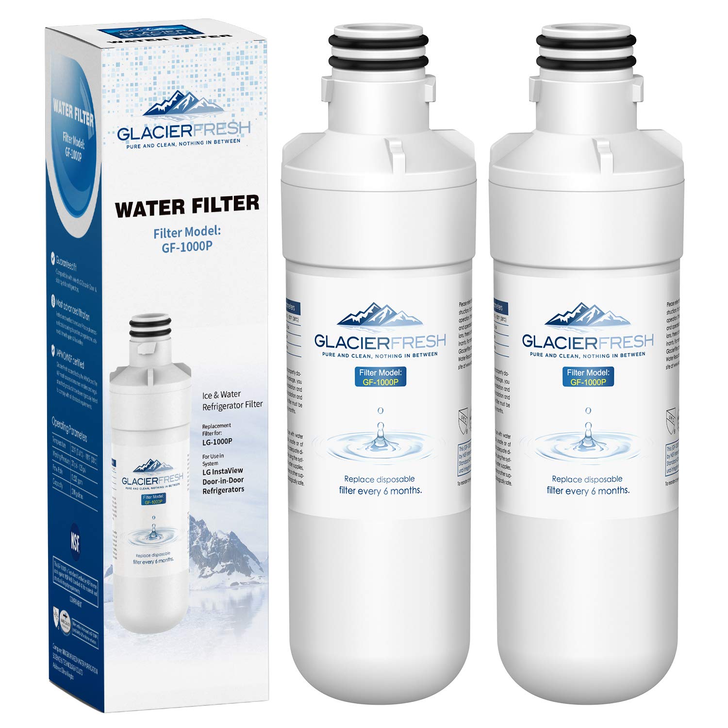 GLACIER FRESH LT1000P Refrigerator Water Filter Compatible with LG
