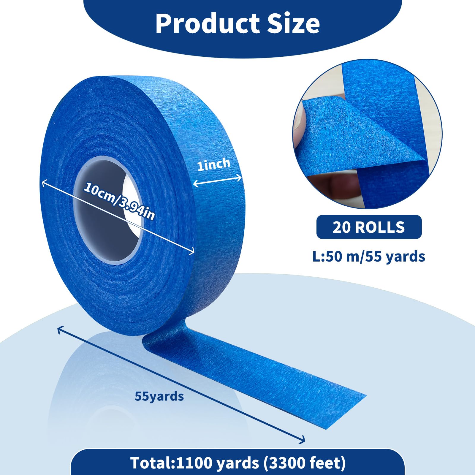 Condition photo showing As Is for lutalu 20 rolls painters tape 1 inch wide, blue paint tape bulk 1 inch x 55 yards, multi-surface blu