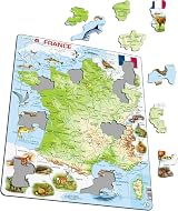 Larsen K49 France Physical Map Jigsaw Puzzle 60 Pieces French Edition Tray view 2