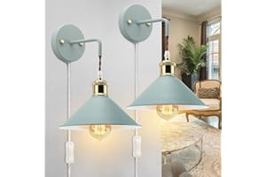 KEWANNO Plug in Wall Sconces, 2PACK Wall Lamp with Plug in Cord, Plug in Wall Light Sconces, Sconces Wall Lighting Plug in, E26 Modern Wall Light Fixtures (Blue)