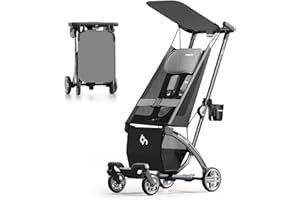 Beberoad Love R1 Auto-Folding Ultra Lightweight Travel Stroller for Airplane, Compact for Babies & Toddlers Aged 6-36 Months, 11.5 lbs, Combines into Double Stroller, Gray