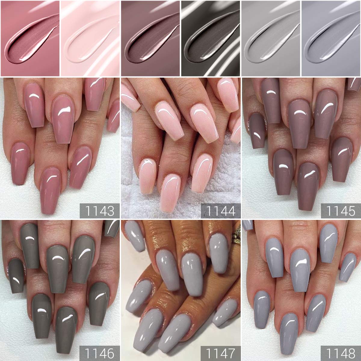 Gel Nail Polish Kit Modelones Gel Nail Polish Kit with U V light 48W Nail Lamp 6 Nude Grey Pink Gel Nail Polish Set, Matte Gel Top Coat, Gel Base and Top Coat(0.34 fl.oz each), Gel Manicure Nail Tools : Beauty