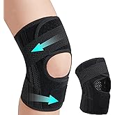 Mjajcnnae Knee Brace for Women & Men, Knee Brace for Meniscus Tear, Knee Pain Relief, Arthritis, Compression Knee Support Side Stabilizers, Injury Recovery, Running, Workout(Black, Large)