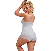 ohyeah Women Sexy Onesies Pajamas Lace V-Neck Sleeveless One Piece Bodysuit Modal Jumpsuit Shorts Romper Overall Loungewear