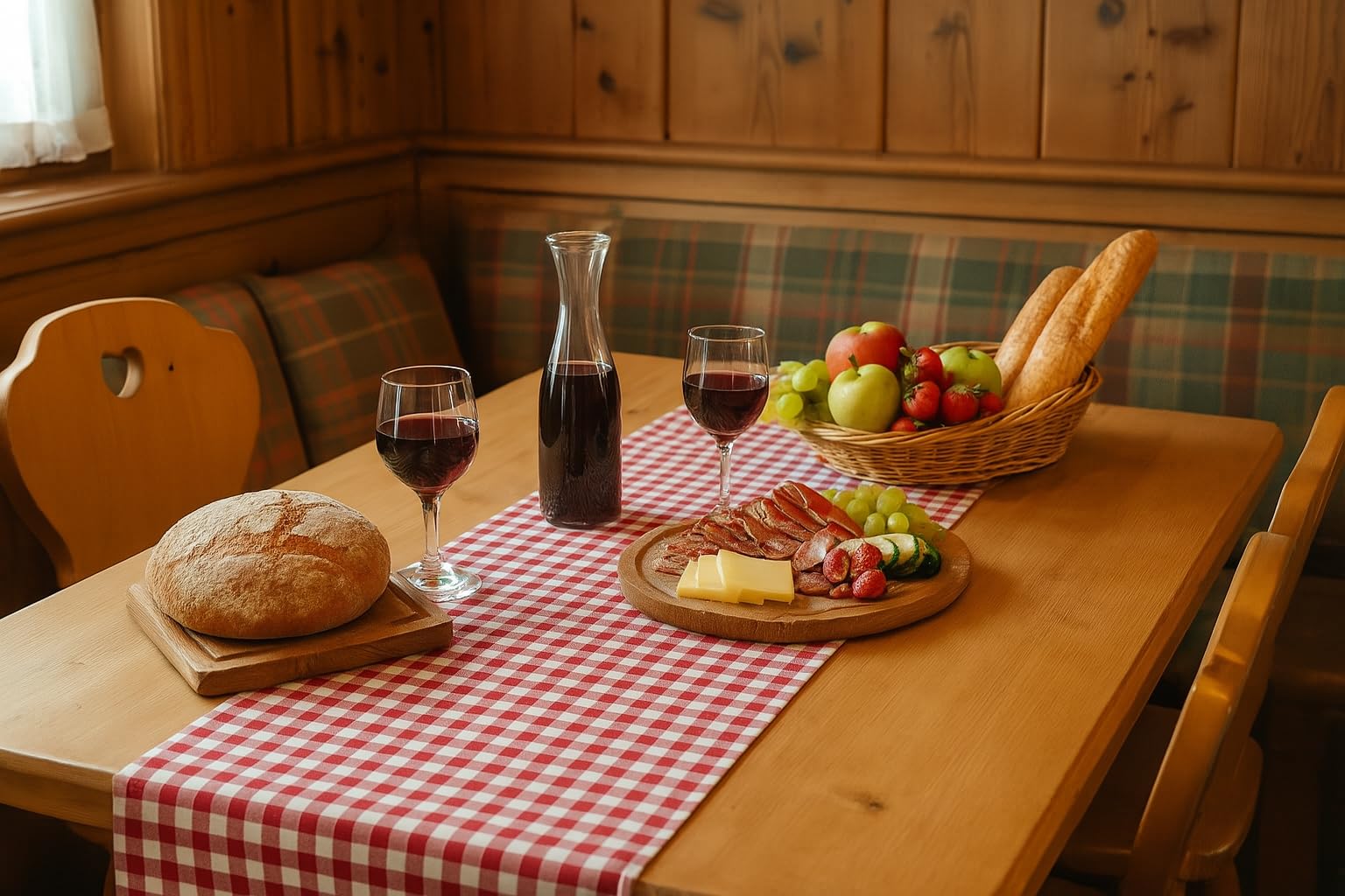 texpot TextilDepot24 Country House Tablecloth, Chequered, 100% Cotton, 40 x 140 cm, Rectangular, Red/White — image 1