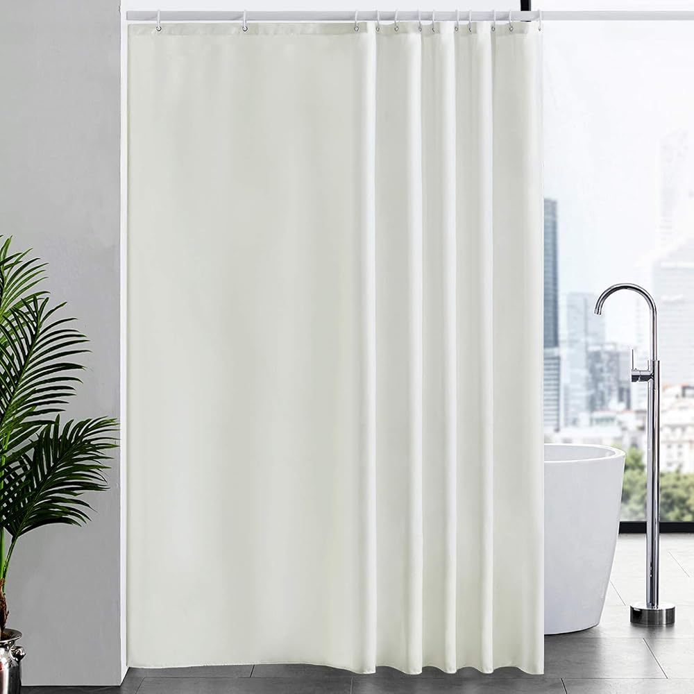 Furlinic Beige Shower Curtain 94x78in Waterproof Weighted Bottom Linen Look