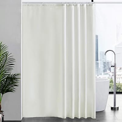 Furlinic Beige Shower Curtain 94x78in Waterproof Weighted Bottom Linen Look