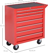DURHAND 7-Drawer Rolling Tool Chest on Wheels Red Lockable with Side Handle view 7