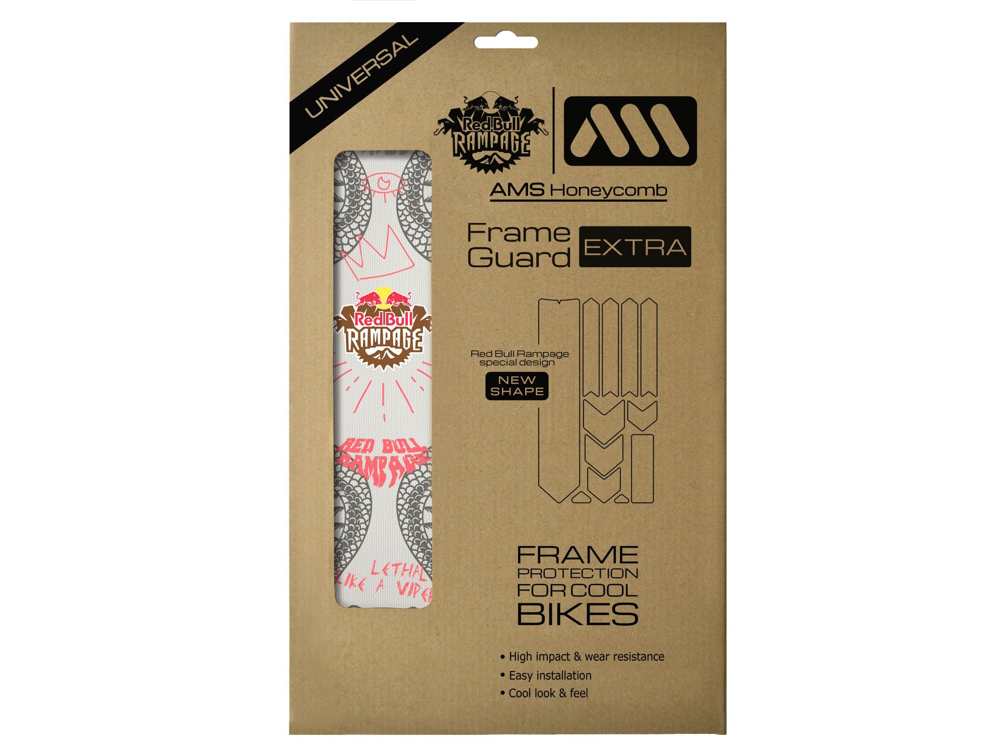 All Mountain Style AMS High Impact Frame Guard Extra – Protects Your Bike from Scratches and dings, Red Bull Free Grey