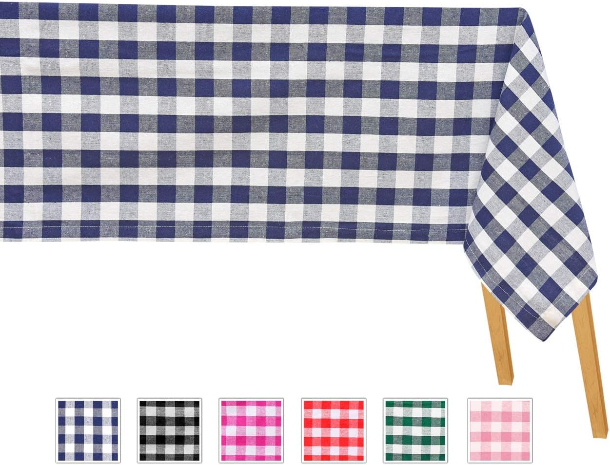 Buffalo Plaid Tablecloth - Navy Buffalo Check Tablecloth - Navy Plaid Tablecloth - Checkered Tablecloth Rectangle - Checked Tablecloth - Blue Checked Tablecloth - Navy Tablecloth(63X109), Navy/Cream
