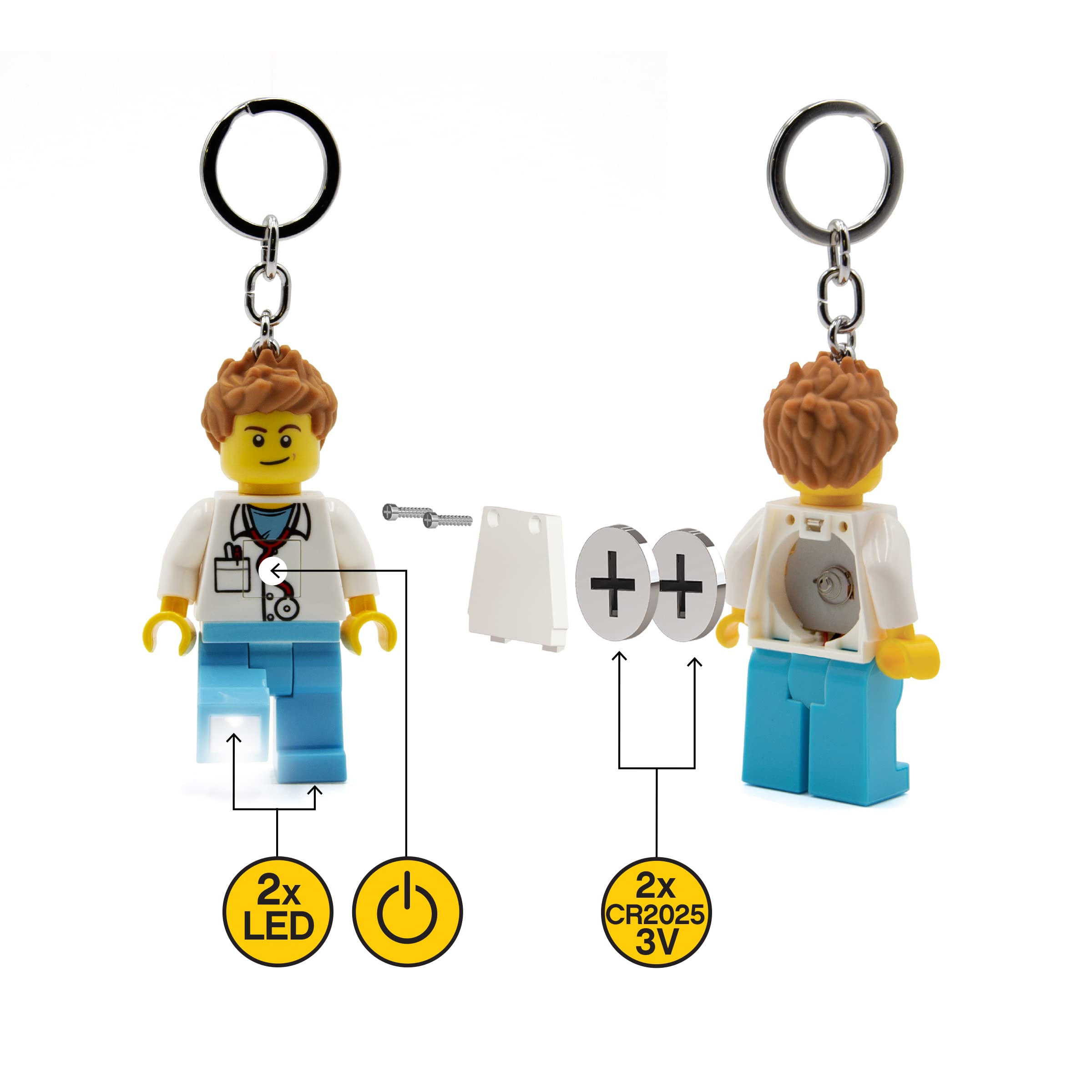 LEGO City Large 3 Inch Tall Figure Keychain Light - Doctor (KE184H)