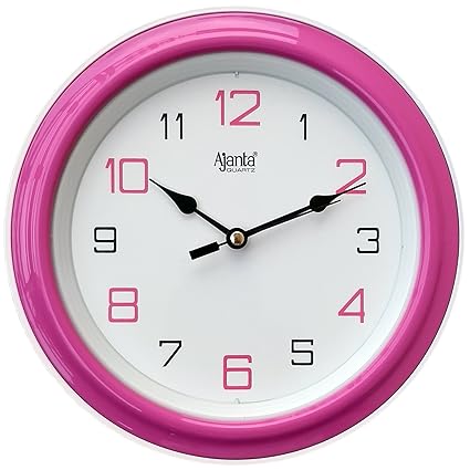 Ajanta Plastic Round Wall Clock (20.5 cm x 20.5 cm x 3.5 cm, Pink)