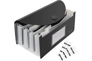 Uquelic Stand Receipt File Folder Check Organizer- Piano Key 13 Pockets Expanding Accordion Coupons Storage with Label, in Case I Go Missing Binder