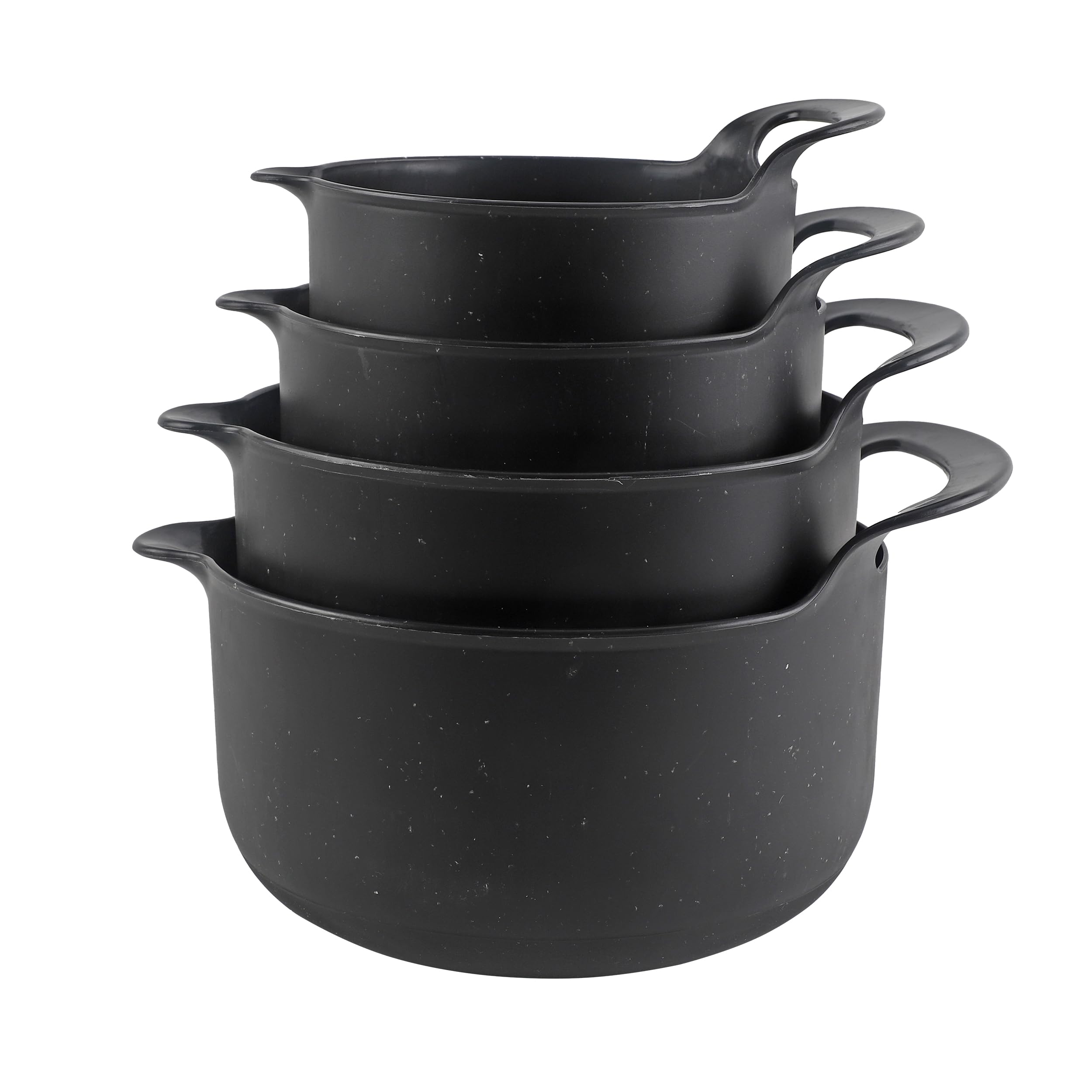 Photo 1 of COOK WITH COLOR Nesting Plastic Mixing Bowl Set with Pour Spouts and Handles, Black Speckled, 6 Piece Non-Slip