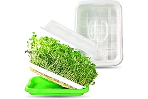 LeJoy Garden 2 Packs Seed Sprouter Tray BPA Free PP Soil-Free Big Capacity Healthy Wheatgrass Grower Sprouting Container Kit with Lid,12.8 * 9.45" 3.54 inches