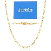 Jewlpire 14K Gold Plated 925 Sterling Silver Paperclip Chain Necklace for Women, 2.5mm 3mm Necklace for Women, Comfortable Women's Chain Necklaces 16 18 20 22 24 26 Inch