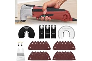 XPEOO FUJIWARA Oscillating Tool Multi-Tool Kit, 2.5Amp 6 Variable Speed with Quick Lock Blade Change, Oscillating Saw Tool Angle 3.2°for Sanding Cutting Grinding with 33pcs Accessories