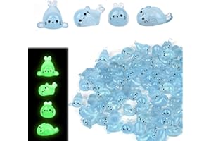 100pcs Mini Resin Seal, Glow in The Dark Tiny Resin Seal Cute Small Sea Animal Miniature Ocean Animals for Dollhouse Aquarium
