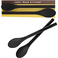Honey Bear Kitchen Silicone Stirring Spoon (Set of 2, Black Bear Black) for Coffee & Tea