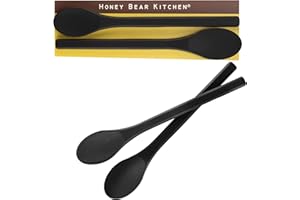 Honey Bear Kitchen Silicone Stirring Spoon (Set of 2, Black Bear Black) for Coffee & Tea