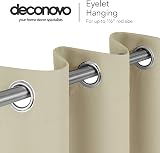 Deconovo Eyelet 108 Inch Curtain Panel Beige Thermal Room Darkening 52 x 108 view 3
