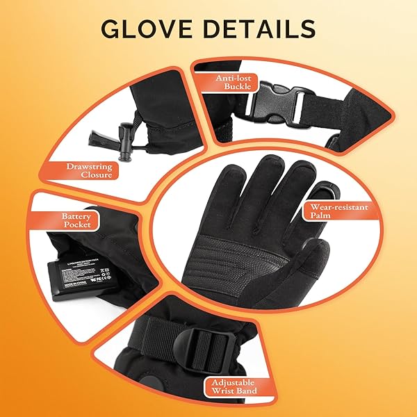 SAVIOR HEAT HEATED GLOVES, 3 HEAT LEVELS 7.4V BATTERY POWERED RECHARGEABLE WINTER GLOVES FOR MEN WOMEN, WATER-RESISTANT WINDPROOF ELECTRIC HAND WARMERS FOR SKIING SNOWBOARDING OUTDOOR WORK