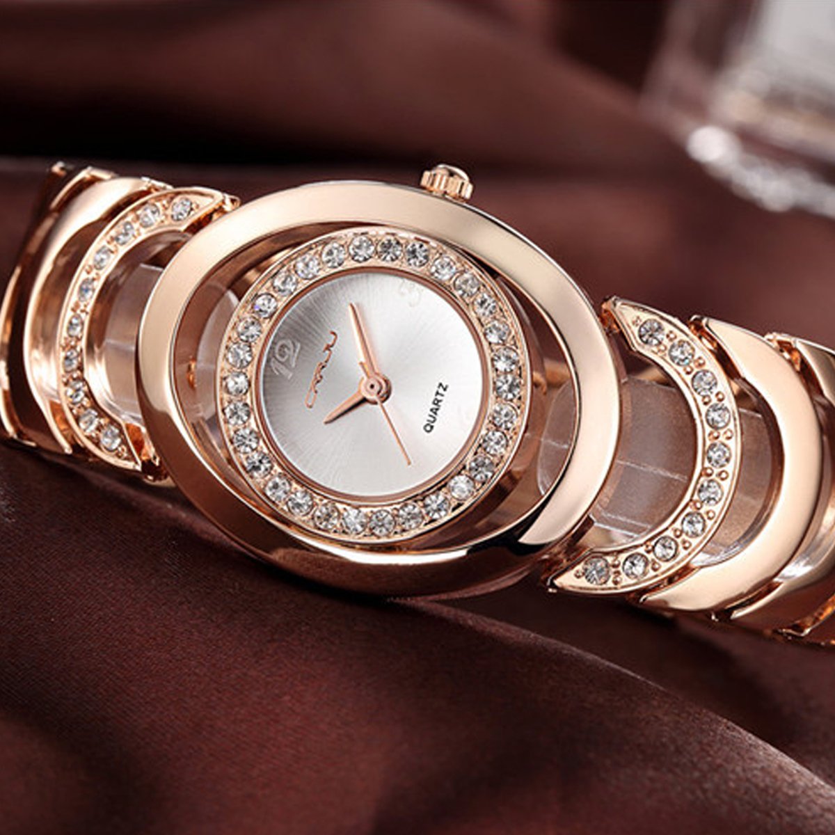 Longqi, orologio al quarzo da donna elegante e di qualità; colore oro Rose Gold