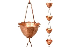 Rain Chains by JASINC Luca Rain Chain, Pure Copper, 8.5 Feet Length, to Replace Gutter Downspout, JAS3009C