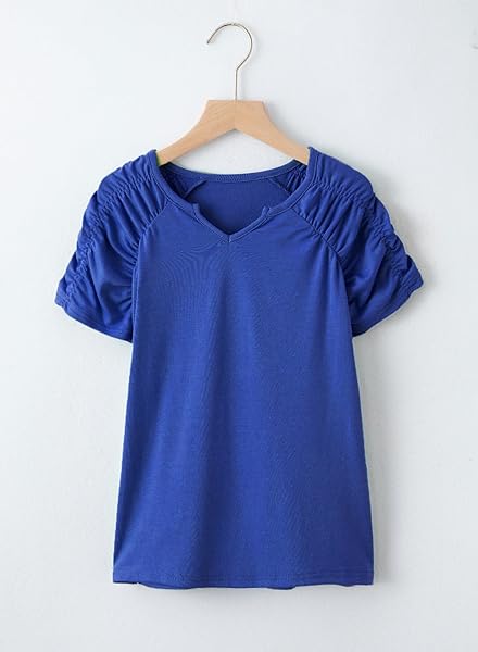 BLIBEAN LITTLE GIRLS SHIRTS BIG KIDS SHORT SLEEVE CASUAL TSHIRT FASHION OUTFITS DRESSY TOPS BLOUSE AGE 8T-9T (SIZE 8-9 YEAR) ROYAL BLUE