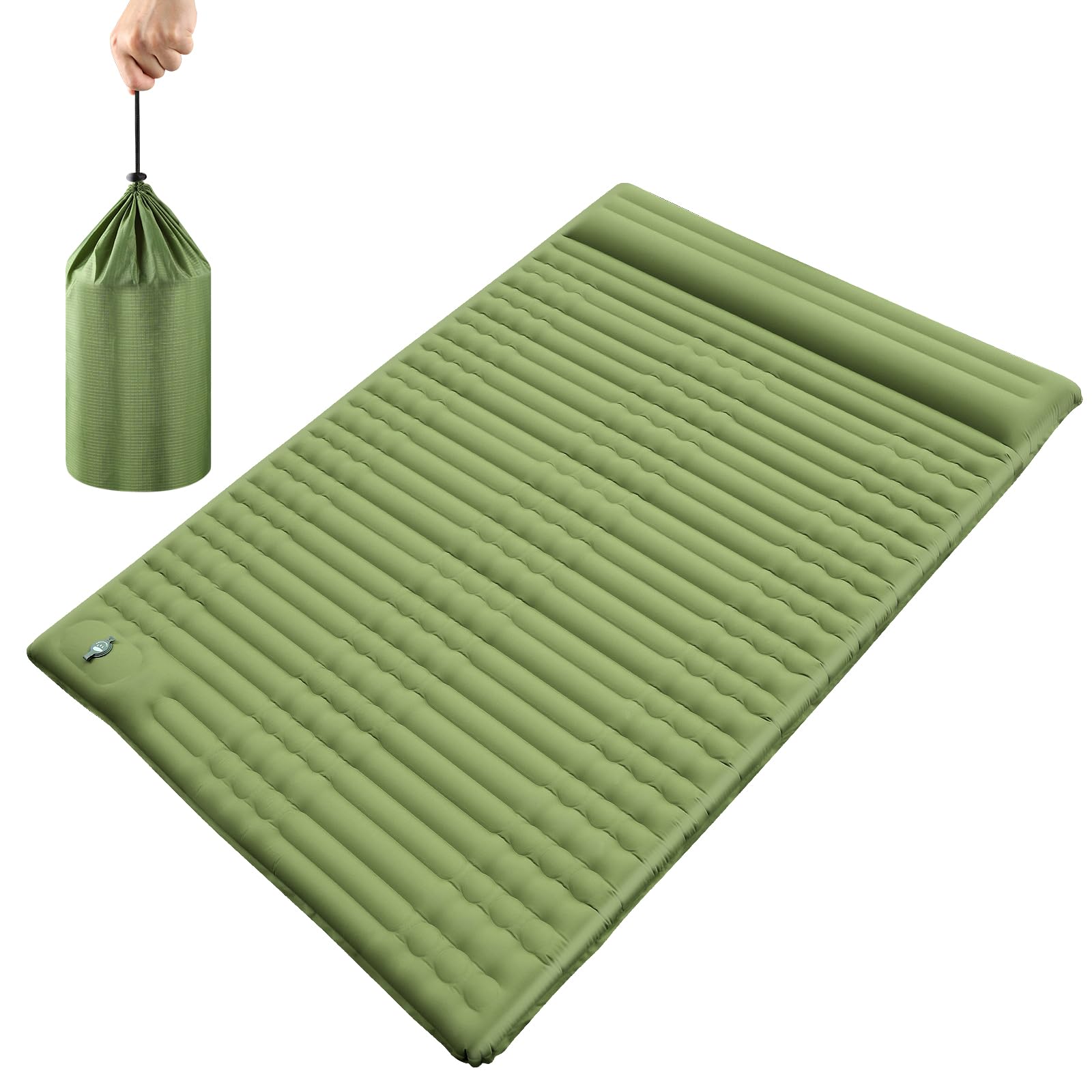 linenix Self Inflating Camping Mat, 12CM Thick Roll Mat Camping, Ultra-Light Sleeping Mat, Built-in Air Pump And Foldable,Waterproof,Portable,Suitable for Outdoor Camping,Trekking,Tents (Double Green)